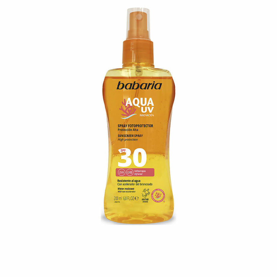 Crème Solaire pour le Corps en Spray Babaria Solar Aqua UV SPF 30 (200 ml)
